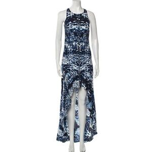 INTERMIX Blue Printed Asymmetrical High-Low Maxi Dress